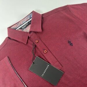 7 Diamonds Mens S Eagle Polo Shirt Burgundy Red Geometric Pattern Preppy NWT